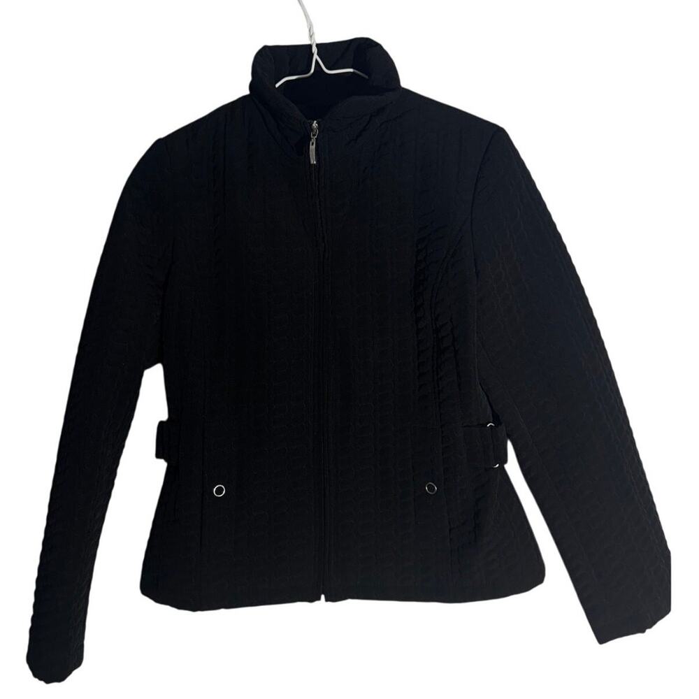 Women's Gallery Black Quilted Zip Up Jacket Coat Size small